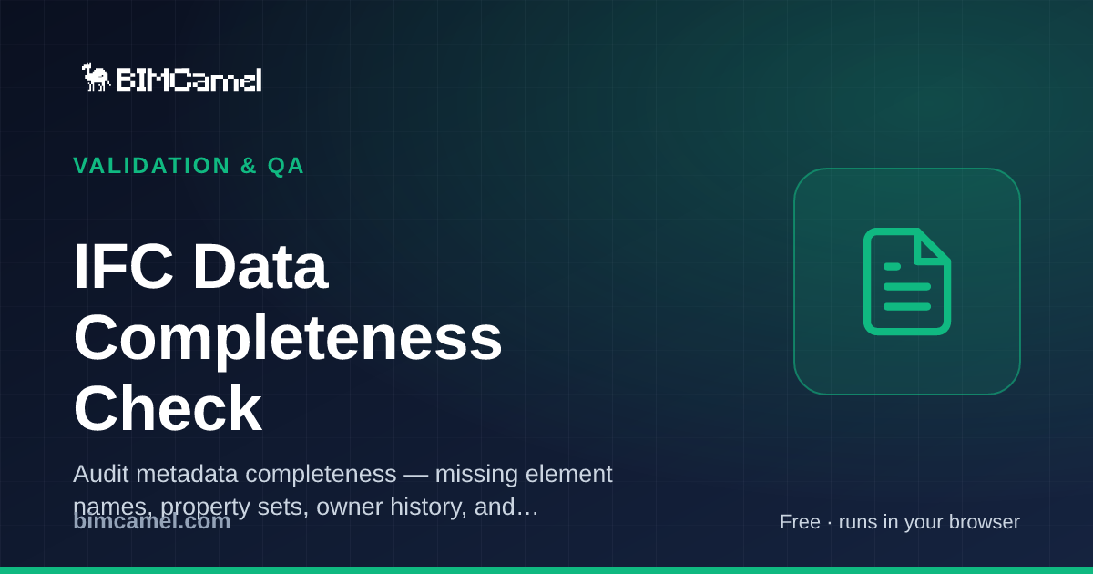 Data Completeness Check — Free Online | BIMCamel